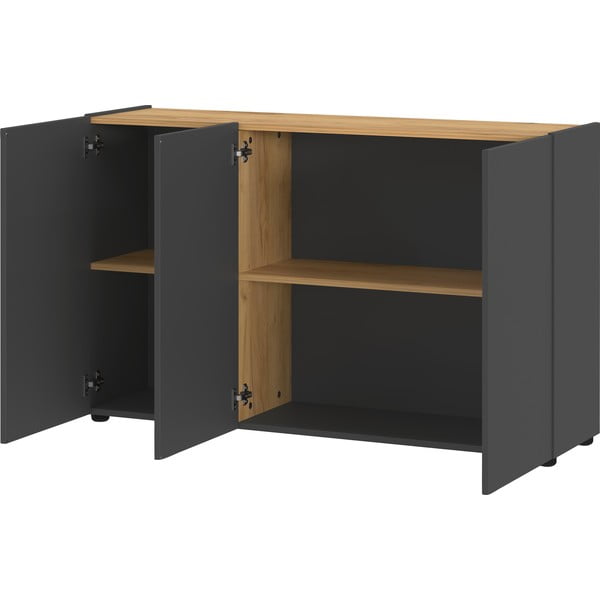 Antracito spalvos spintelė iš ąžuolo 120x76x34 cm Adrano – Germania-image-2