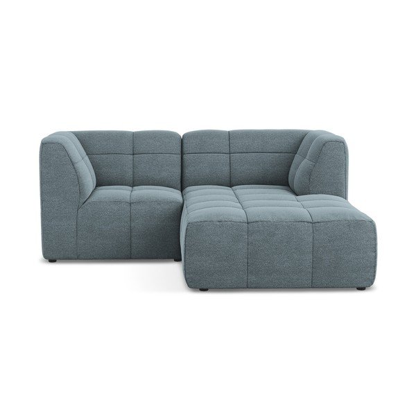 Mėlynos spalvos kampinė sofa iš boucle (su dešiniuoju kampu/su gultu) Aloha – Makamii