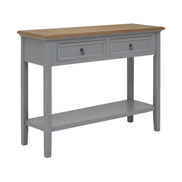 Pilkos spalvos iš paulovnijos masyvo konsolinis staliukas 34,5x99 cm Henley – Premier Housewares