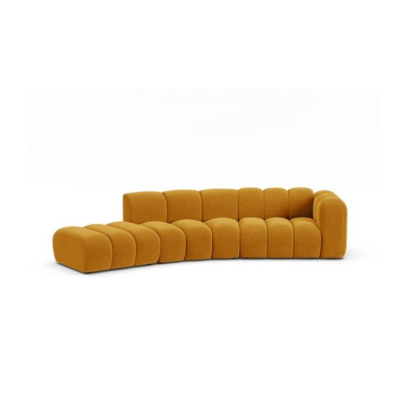 Kampinė sofa geltonos spalvos (su dešiniuoju kampu) Lupine – Micadoni Home
