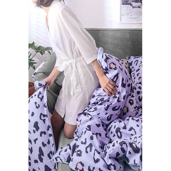 Dvigulė/itin ilga patalynė iš medvilnės violetinės spalvos su paklode/4 dalių 200x220 cm Leopard – Mila Home-image-1