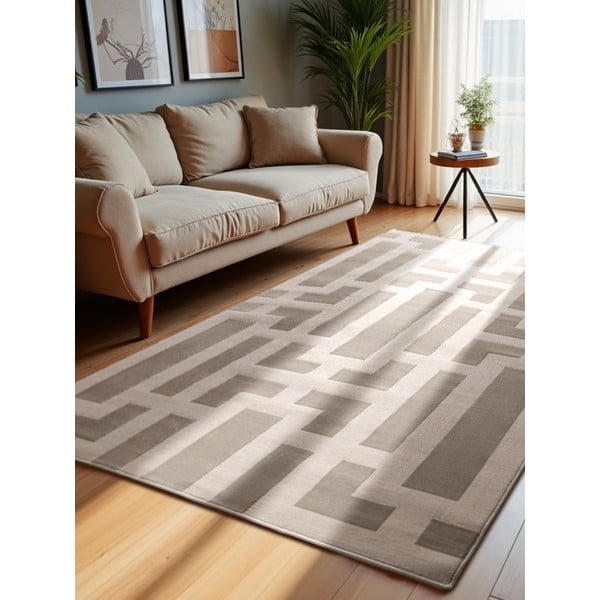 Kilimas pilkos spalvos/kreminės spalvos 120x170 cm Perles Onyx – Elle Decoration-image-1