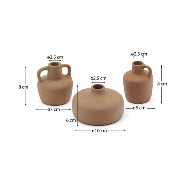 Iš terakotos vazos oranžinės spalvos 3 vnt. (aukštis 6 cm) Sofra – Kave Home-image-3