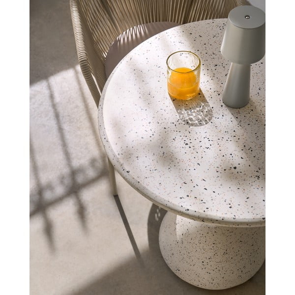 Iš terrazo cemento apvalios formos valgomojo stalas baltos spalvos ø 70 cm Saura – Kave Home-image-3