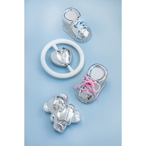 Iš metalo dėžutė pirmiems dantukams blizgios sidabrinės spalvos 6x4x4 cm Shoe  – Zilverstad-image-1