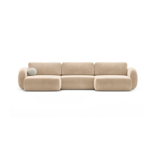 Smėlio spalvos iš velveto sulankstoma/su sandėliavimo vieta kampinė sofa („U“ formos) Tonale – Cosmopolitan Design