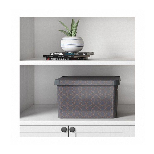 Tamsiai pilka daiktadėžė su dangčiu Curver Art Deco, 22 l-image-2