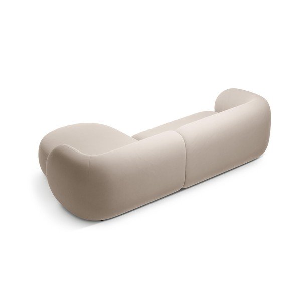 Smėlio spalvos kampinė sofa iš velveto (su dešiniuoju kampu/su gultu) Kate – Micadoni -image-3