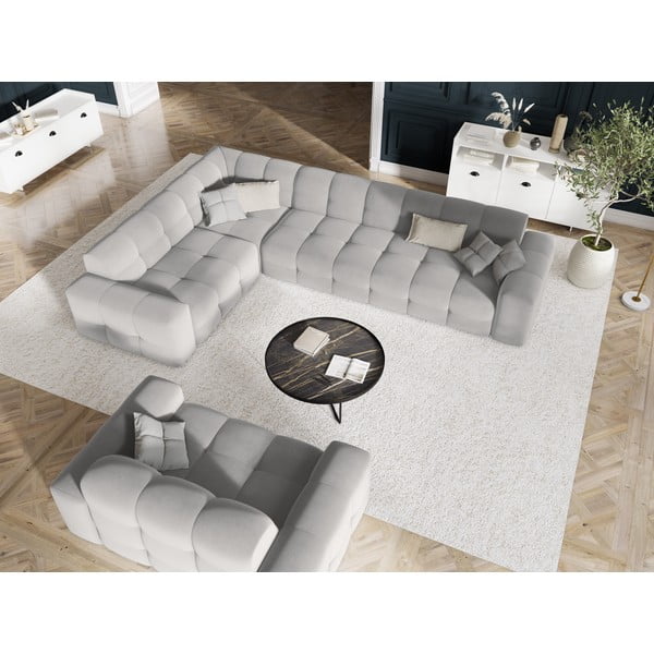 Šviesiai pilka aksominė sofa 156 cm Kendal - Micadoni Home-image-1