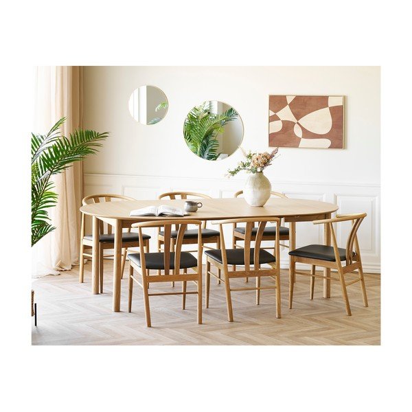 Apvalios formos prailginamas valgomojo stalas su papildomu stalviršiu iš ąžuolo ø 120 cm Bundaberg – House Nordic-image-3