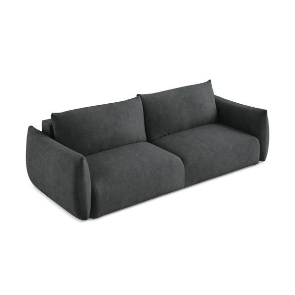 Tamsiai pilkos spalvos iš šenilinio audinio sulankstoma sofa 230 cm Leila – Makamii-image-4