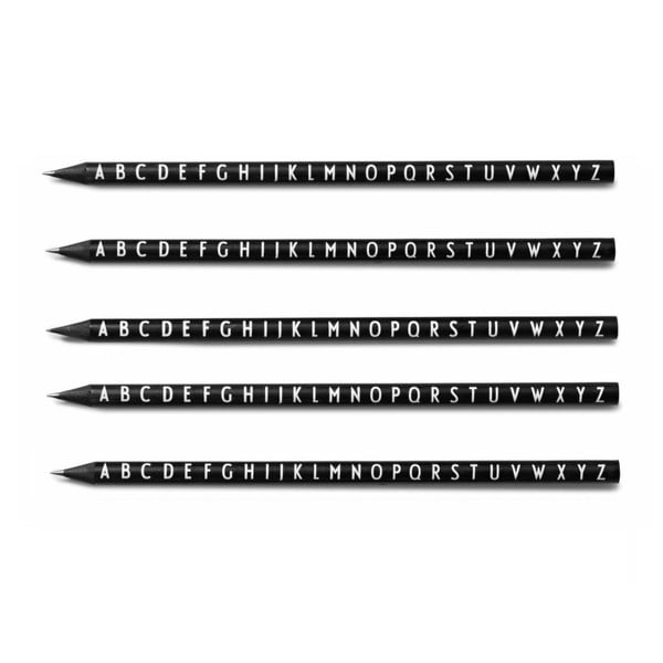 5 juodų pieštukų rinkinys Design Letters Pencils