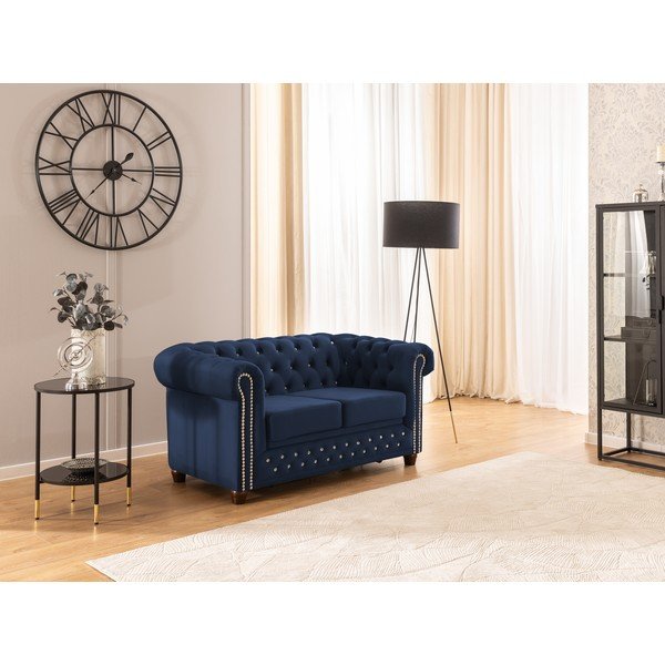 Mėlynos spalvos sulankstoma sofa iš velveto 148 cm York Blik – Ropez-image-4