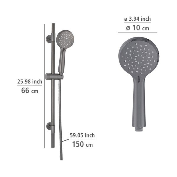 Pilkas nerūdijančio plieno dušo rinkinys 66 cm Young - Wenko-image-3