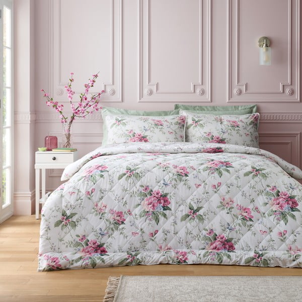 Kreminės spalvos dygsniuota lovatiesė 200x200 cm Bridgerton Penelope Floral – Catherine Lansfield-image-1