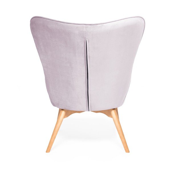 Levandų violetinės spalvos fotelis ir pakojis su natūraliu "Vivonita Cora Velvet" pagrindu-image-3