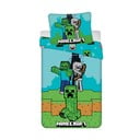 Žalios spalvos/mėlynos spalvos iš medvilnės viengulė vaikiška patalynė 140x200 cm Minecraft "Mobs Here" – Jerry Fabrics