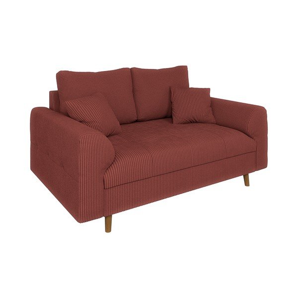 Raudonos plytų spalvos iš kordinio velveto sofa 150 cm Ariella – Ropez