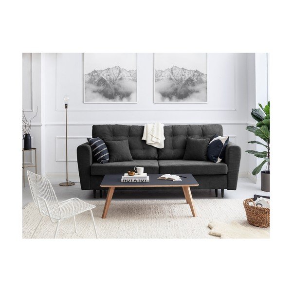Tamsiai pilka trivietė sofa-lova su saugykla "Cosmopolitan Design Lyon-image-1