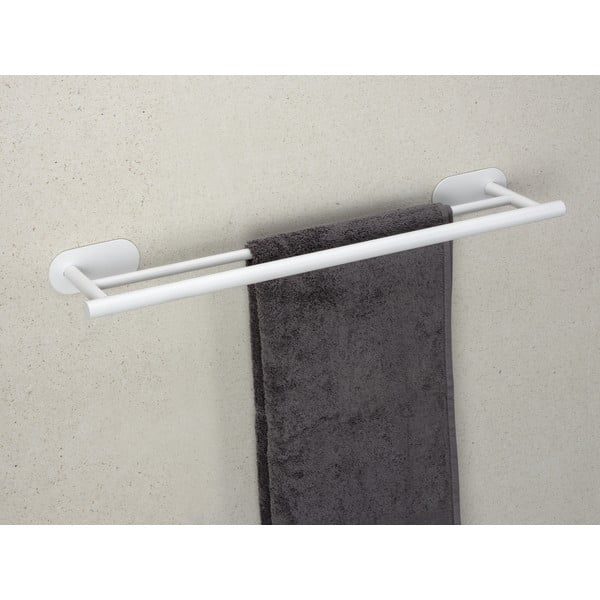 Klijuojamas iš nerūdijančio plieno rankšluosčio laikiklis baltos spalvos Orea Duo – Wenko-image-1