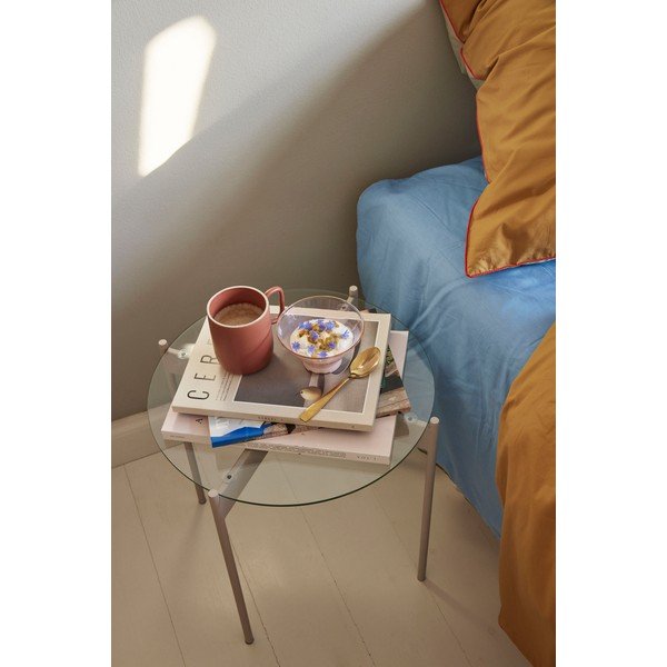 Apvalios formos šoninis stalas su stikliniu stalviršiu ø 45 cm Beam – Hübsch-image-4