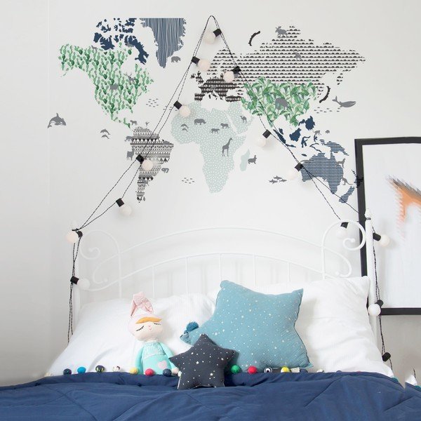 Sienos lipdukas Dekornik Navy Blue Map, 120 x 70 cm-image-1