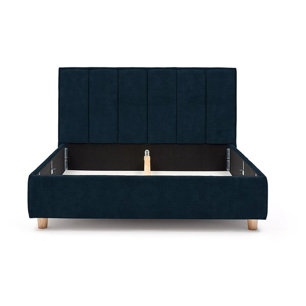 Tamsiai mėlyna dvigulė lova su grotelėmis ir daiktadėže ProSpánek Wega, 160 x 200 cm-image-3