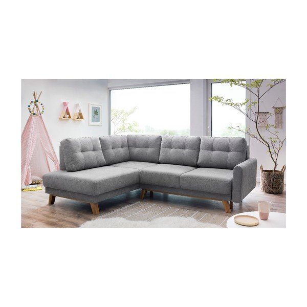 "Bobochic Paris Balio" pilka sofa-lova, kairysis kampas, 244 cm-image-3