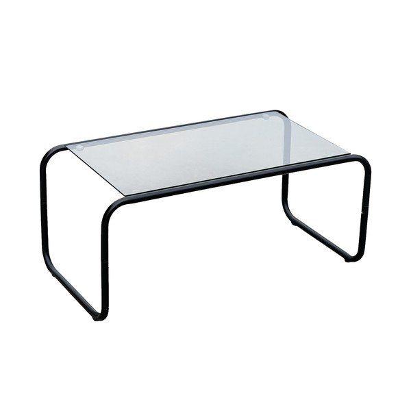 Juodos spalvos kavos staliukas su stikliniu stalviršiu 40x80 cm Ventana – Leitmotiv