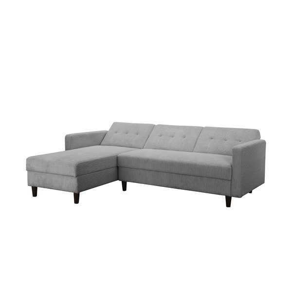 Iš kordinio velveto sulankstoma kampinė sofa šviesiai pilkos spalvos Hartford – Støraa-image-4