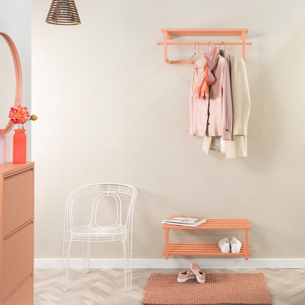 Rausvos spalvos iš metalo pakabinama spintelė batams 71x26x34 cm Marco – Spinder Design-image-1