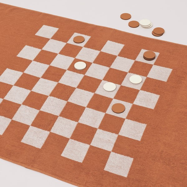 Terakotos oranžinės spalvos medvilninis paplūdimio rankšluostis Sunnylife Luxe Games, 175 x 90 cm-image-1