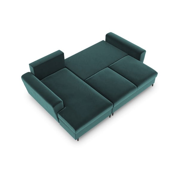 Smaragdinės spalvos iš velveto sulankstoma/su sandėliavimo vieta kampinė sofa (su kairiuoju kampu/su gultu) Kyoto – Cosmopolitan Design-image-2