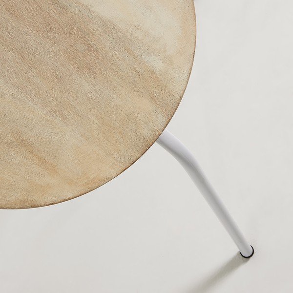 Balta metalinė kėdė su mango medienos sėdyne Kave Home Nax-image-1