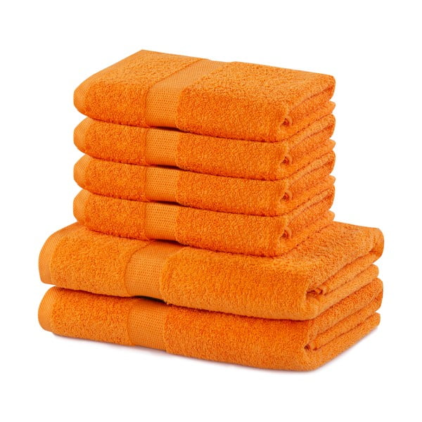 2 oranžinių didelių ir 4 mažų rankšluosčių rinkinys DecoKing Marina