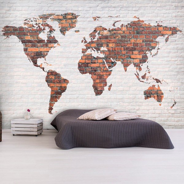 Didelio formato tapetai Bimago Brick World Map Wall, 400 x 280 cm-image-1
