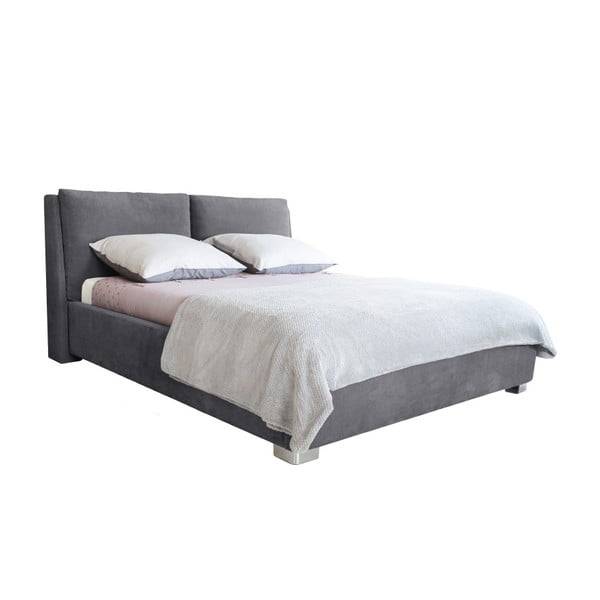 Pilka dvigulė lova Mazzini Beds Vicky, 140 x 200 cm