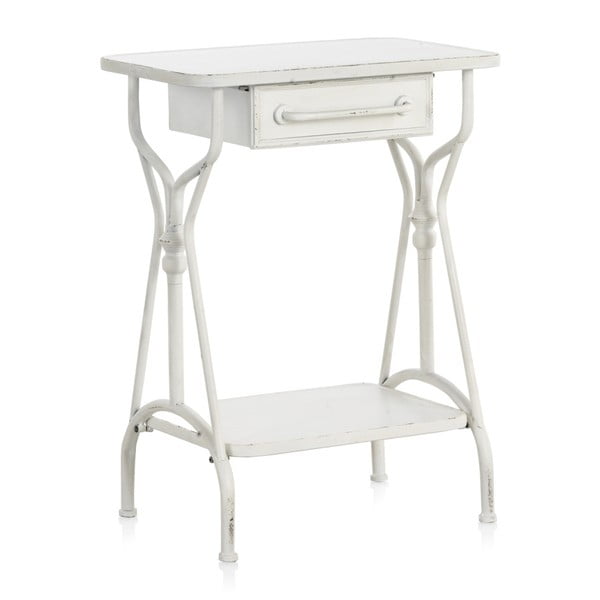 Baltas metalinis staliukas su stalčiumi "Žąsys" Pramoninis stilius