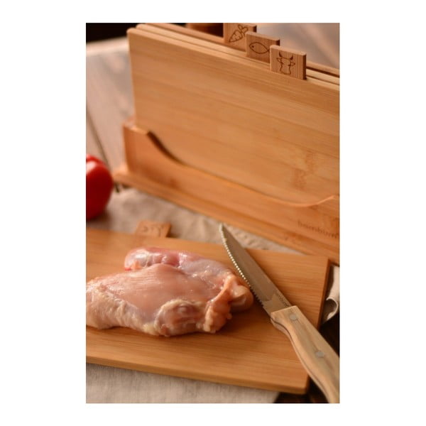 4 bambukinių pjaustymo lentelių rinkinys su stovu Bambum Tapenade-image-1