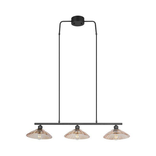 Juodos spalvos/gintarinės spalvos iš metalo kabantis šviestuvas su stiklo gaubtu Eluna – Reality