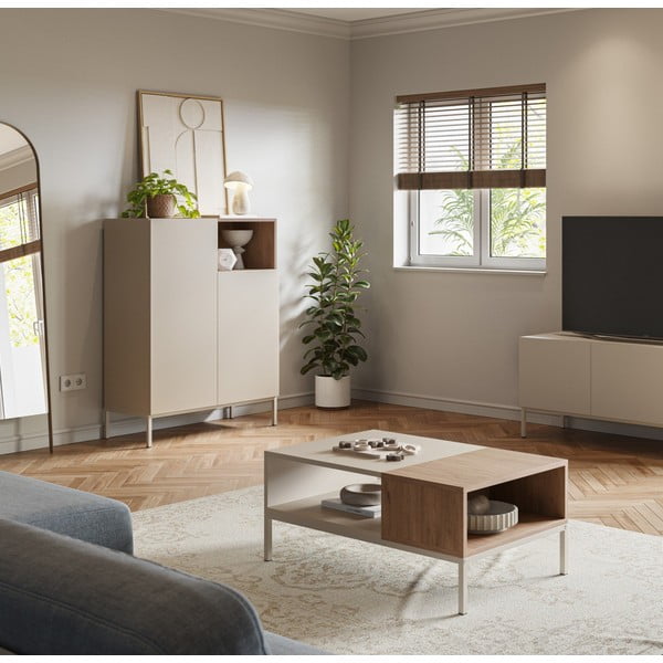 Kavos staliukas kreminės spalvos 56x90 cm Cailin – Marckeric-image-1