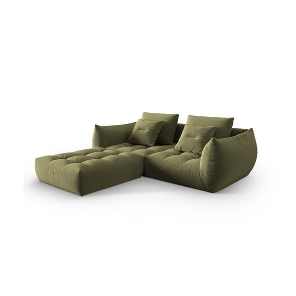 Šviesiai žalios spalvos iš velveto kampinė sofa Bloom – Micadoni -image-2