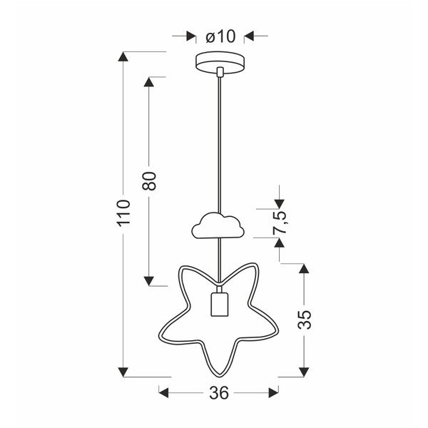 Juodos ir baltos spalvos vaikiškas pakabinamas šviestuvas su metaliniu gaubtu Single – Candellux Lighting-image-2