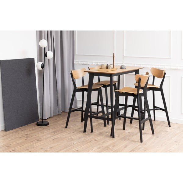 Iš kaučiukmedžio masyvo baro taburėtės juodos spalvos/natūralios spalvos 2 vnt. 105 cm Roxby – Actona-image-3