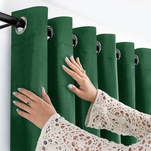 Iš velveto pritemdymas (dalinis užtemimas) užuolaida žalios spalvos 200x250 cm Velto – Filumi-image-2