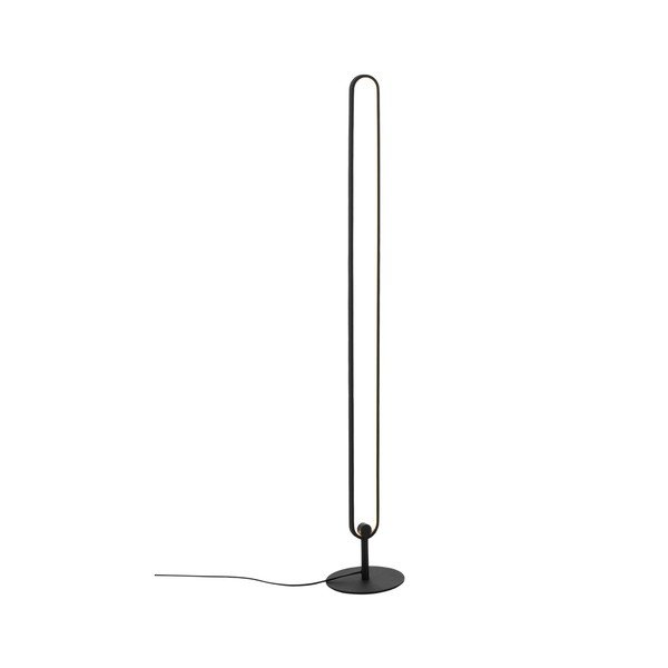 Matinės juodos spalvos iš metalo pastatomas šviestuvas LED su pritemdymo funkcija (aukštis 130 cm) Loop – Ellos Home-image-3