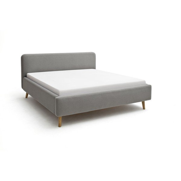 Taupe spalvos dvigulė lova audiniu dengta be grotelių 180x200 cm Mattis – Meise Möbel