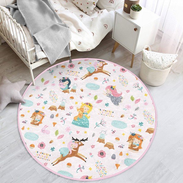 Vaikiškas kilimas šviesiai rožinės spalvos ø 100 cm Comfort – Mila Home-image-4
