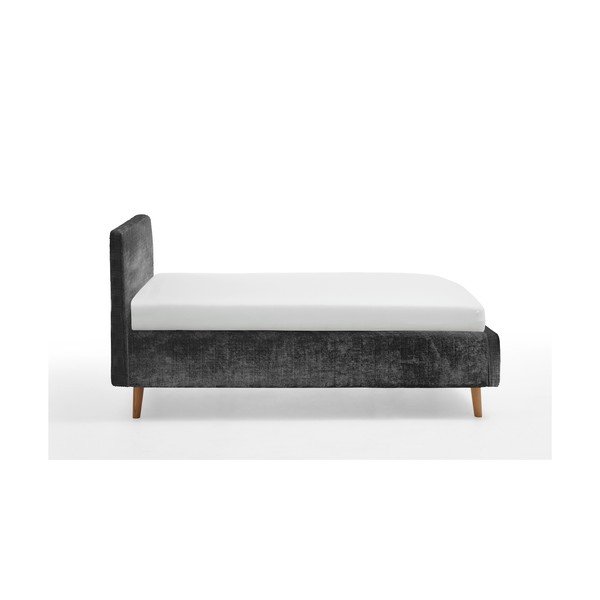 Tamsiai pilkos spalvos dvigulė lova audiniu dengta su sandėliavimo vieta su lovos grotelėmis 140x200 cm Mattis – Meise Möbel-image-3