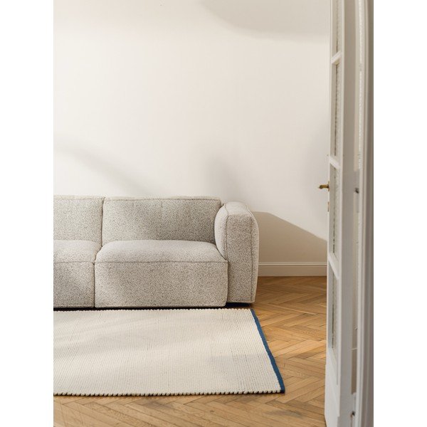 Rankų darbo mėlynos spalvos/smėlio spalvos iš vilnos kilimas 80x170 cm Lenu – noo.ma-image-3